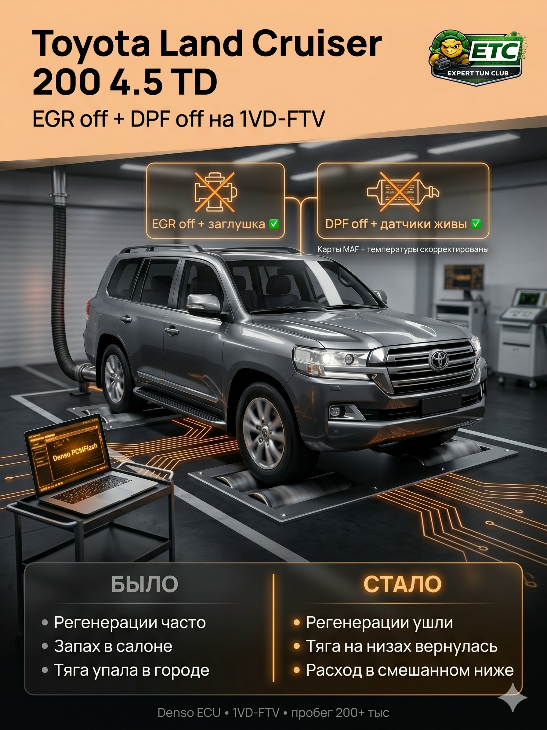Toyota Land Cruiser 200 4.5 TD - EGR off + DPF off