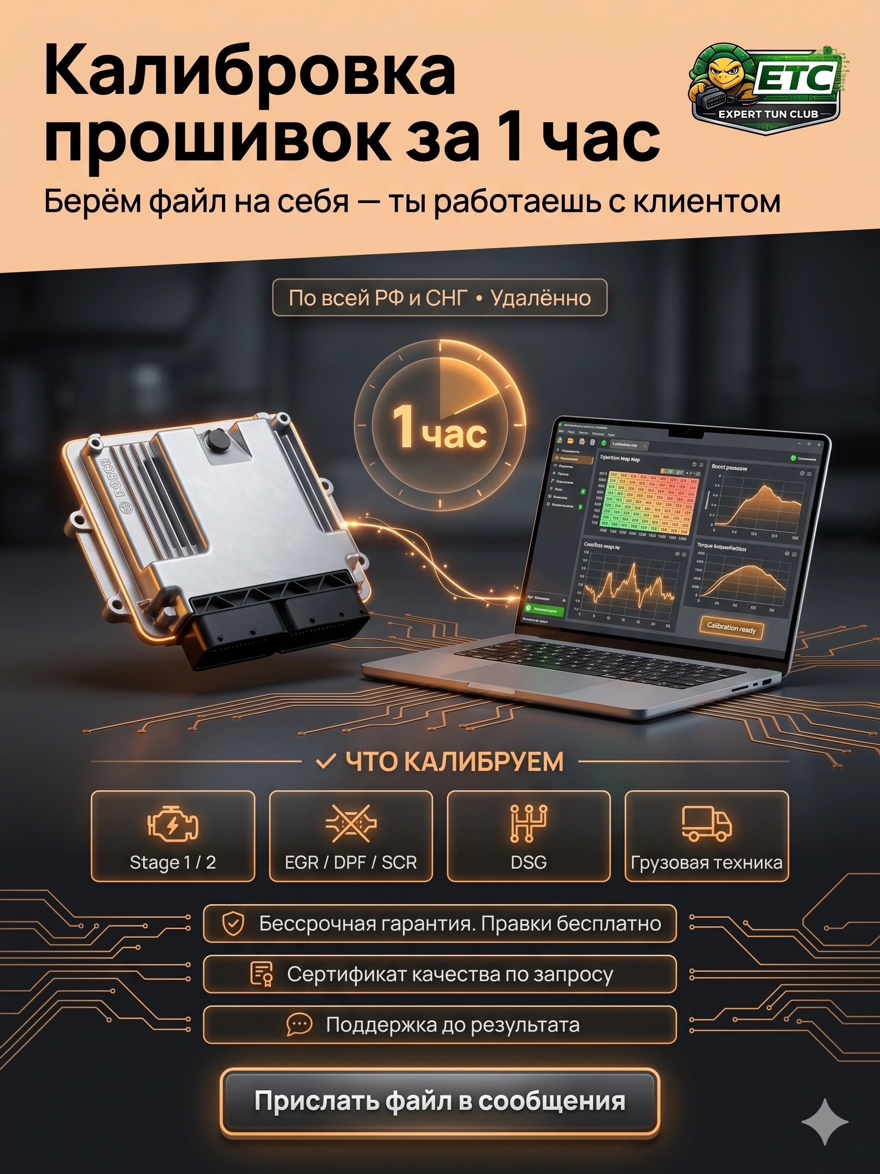 Калибровка прошивок из вычитанного файла — стандарт за 1 час. Работаем с чип-тюнерами по всей РФ и СНГ