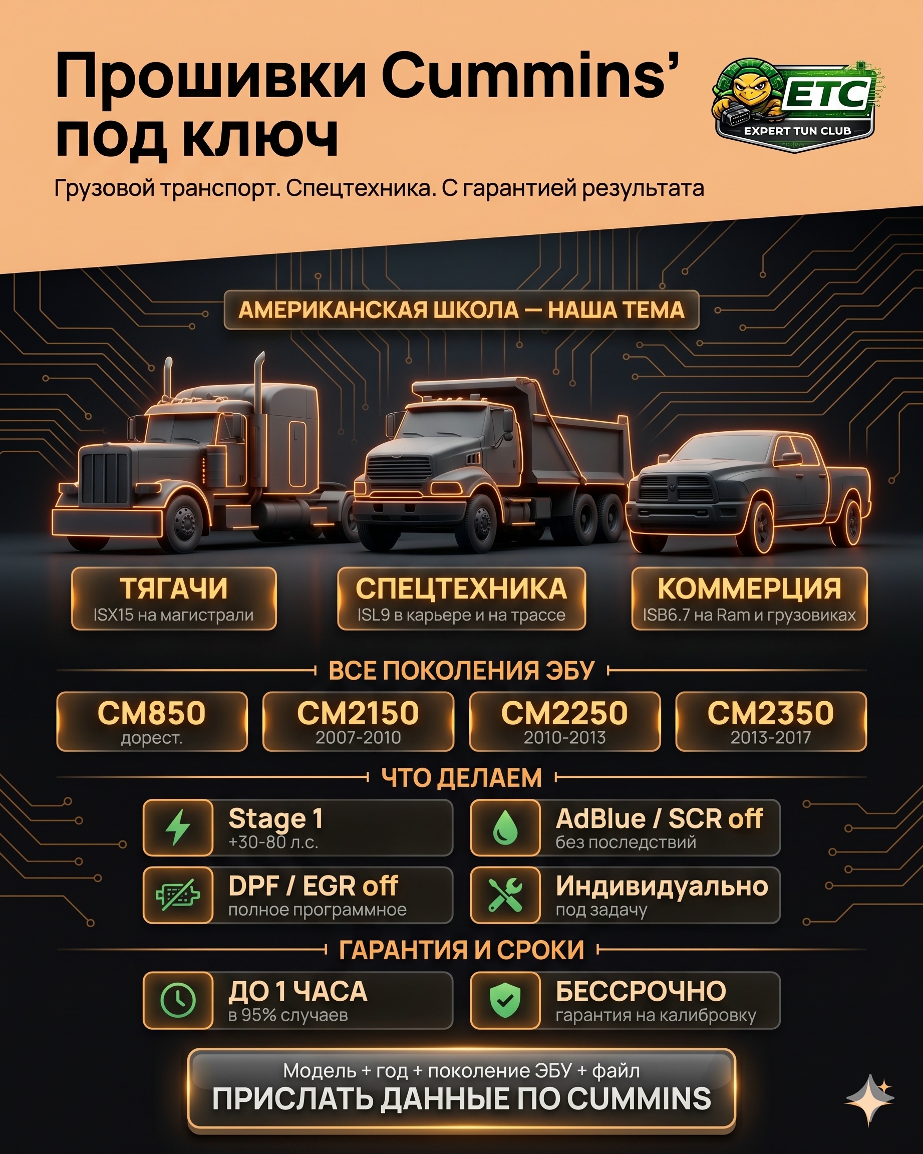 ПРОШИВКИ CUMMINS ДЛЯ ГРУЗОВОГО И СПЕЦТЕХНИКИ
