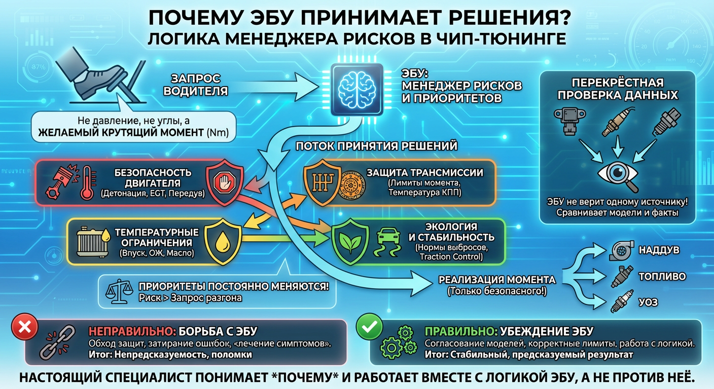 Почему ЭБУ принимает решения именно так?
