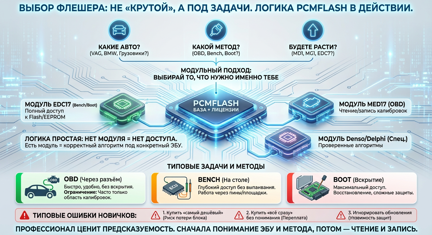 PCMFlash — логика модулей и типовые задачи.