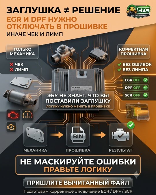 Ошибки новичка: заглушил EGR железкой или удалил сажевый без прошивки, и поймал чек с лимпом.