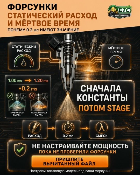 Форсунки: статический расход и мёртвое время. Почему ошибка в константах на 0.2 мс рушит всю смесь?