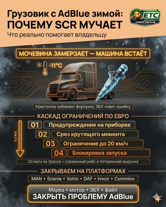 Грузовик с AdBlue зимой