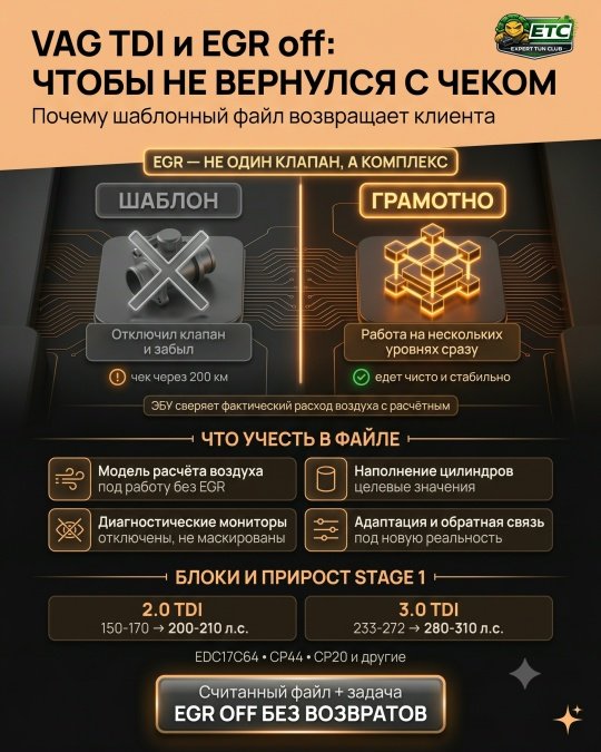 VAG TDI и EGR off: как сделать так, чтобы машина не вернулась с чеком через 200 км?