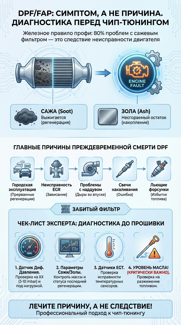 DPF. Причины забития и диагностика перед чип тюнингом